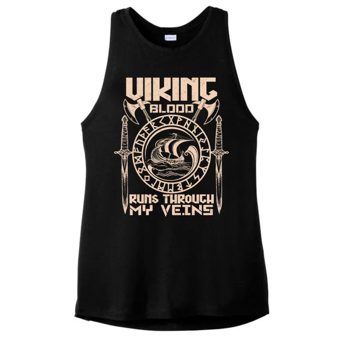 Viking Blood Runs Through My Veins Ladies Tri-Blend Wicking Tank