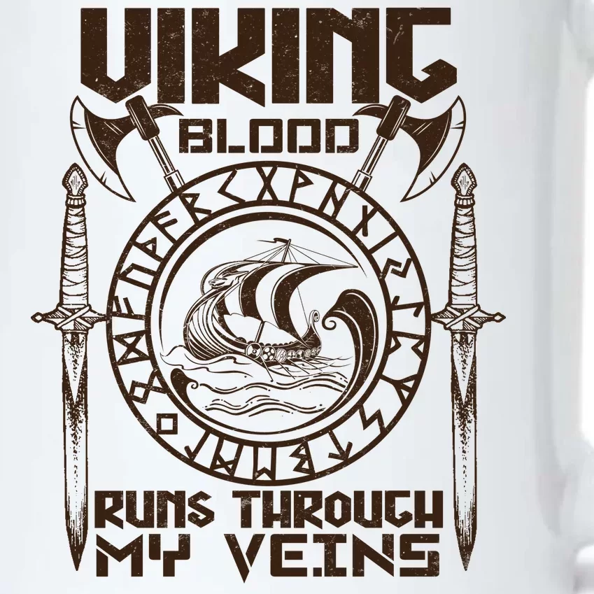 Viking Blood Runs Through My Veins Black Color Changing Mug