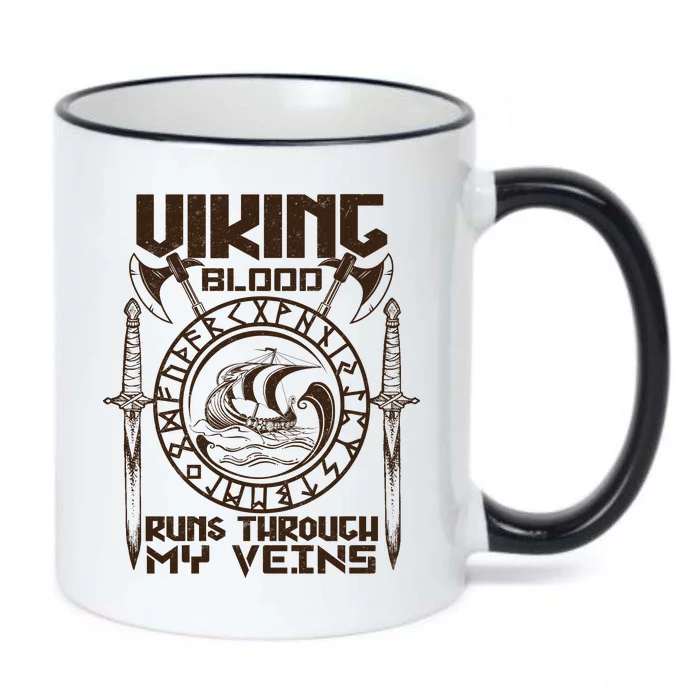 Viking Blood Runs Through My Veins Black Color Changing Mug