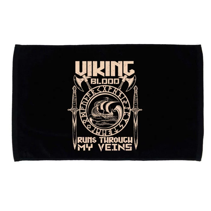 Viking Blood Runs Through My Veins Microfiber Hand Towel