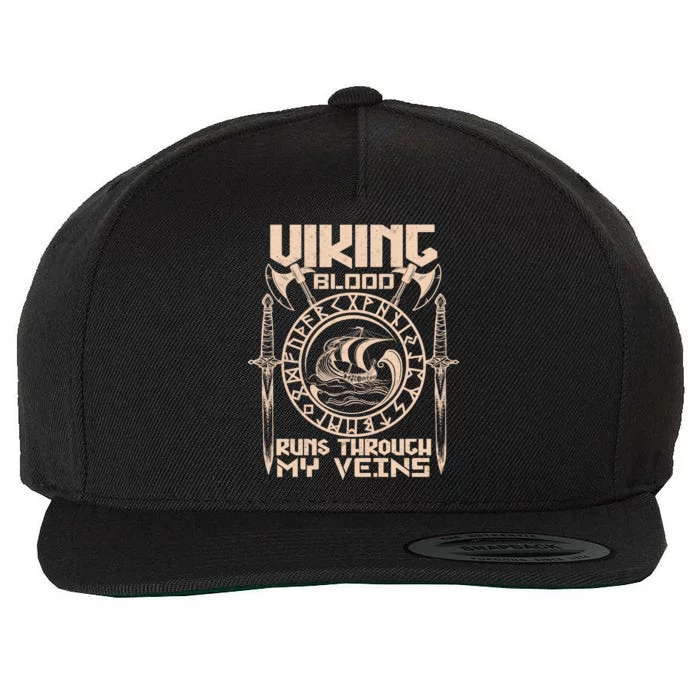 Viking Blood Runs Through My Veins Wool Snapback Cap