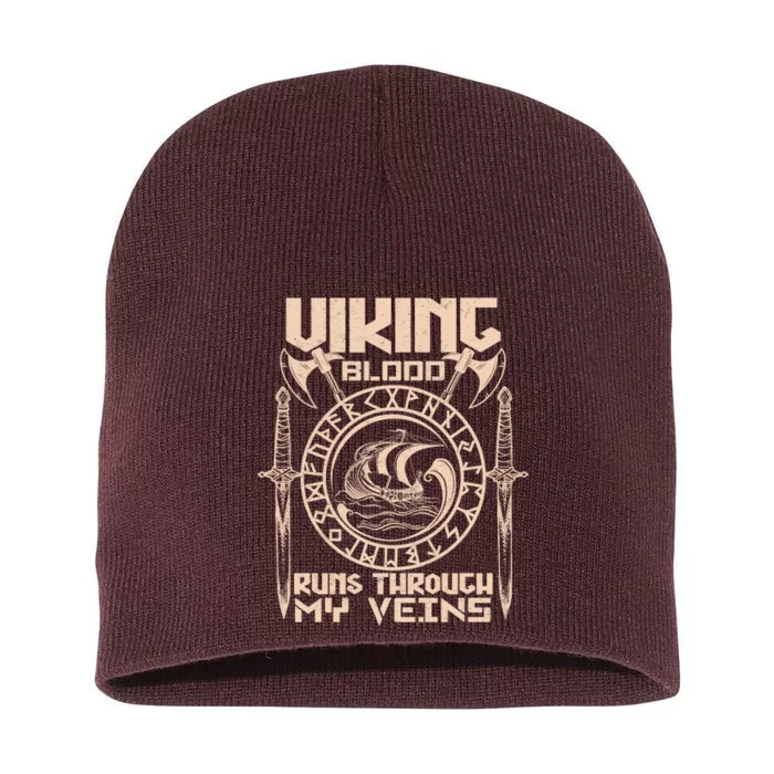 Viking Blood Runs Through My Veins Short Acrylic Beanie