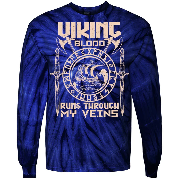 Viking Blood Runs Through My Veins Tie-Dye Long Sleeve Shirt