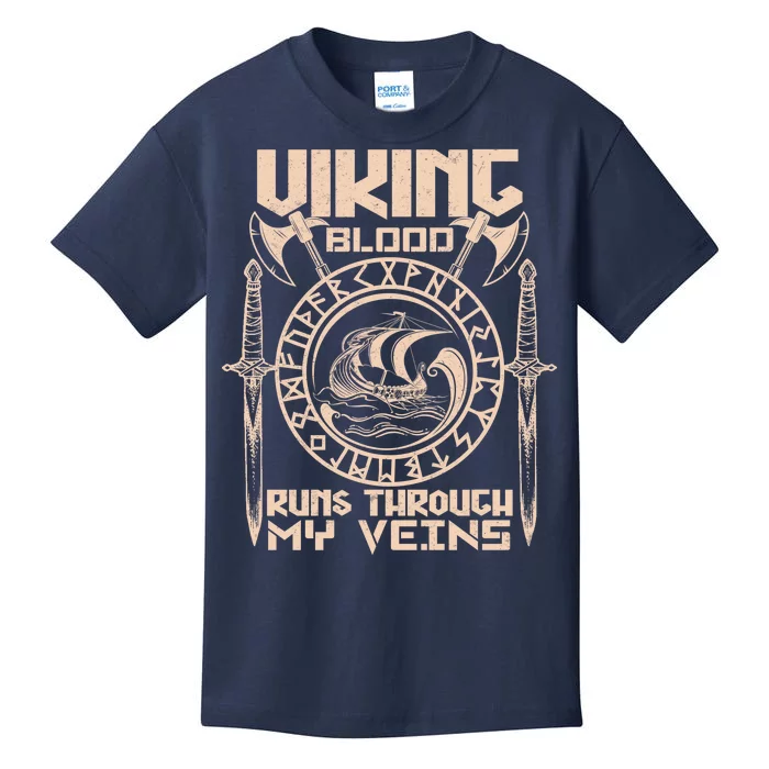 Viking Blood Runs Through My Veins Kids T-Shirt