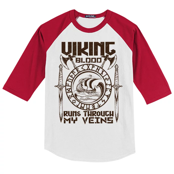 Viking Blood Runs Through My Veins Kids Colorblock Raglan Jersey