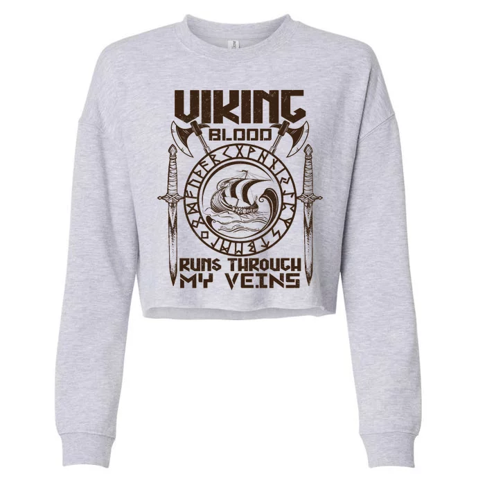 Viking Blood Runs Through My Veins Cropped Pullover Crew