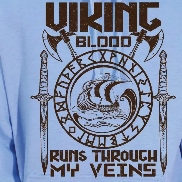 Viking Blood Runs Through My Veins Unisex Surf Hoodie