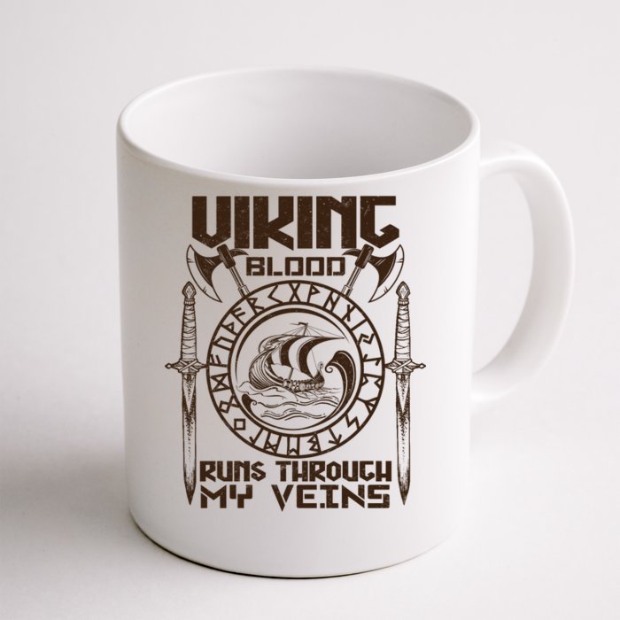 Viking Blood Runs Through My Veins Front & Back Coffee Mug