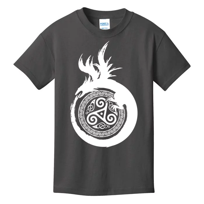 Viking Dragon Celtic Emblem Kids T-Shirt