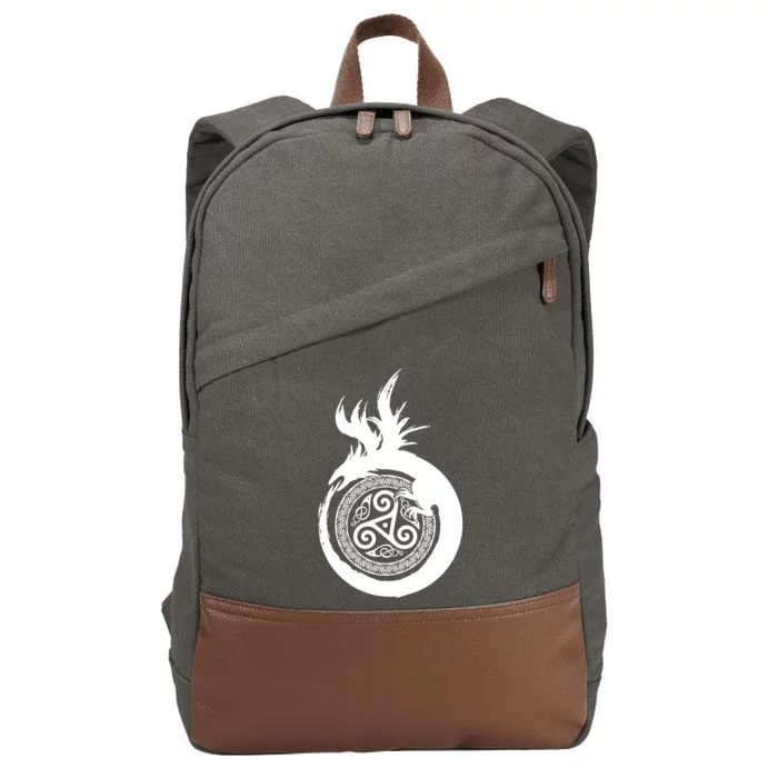 Viking Dragon Celtic Emblem Cotton Canvas Backpack