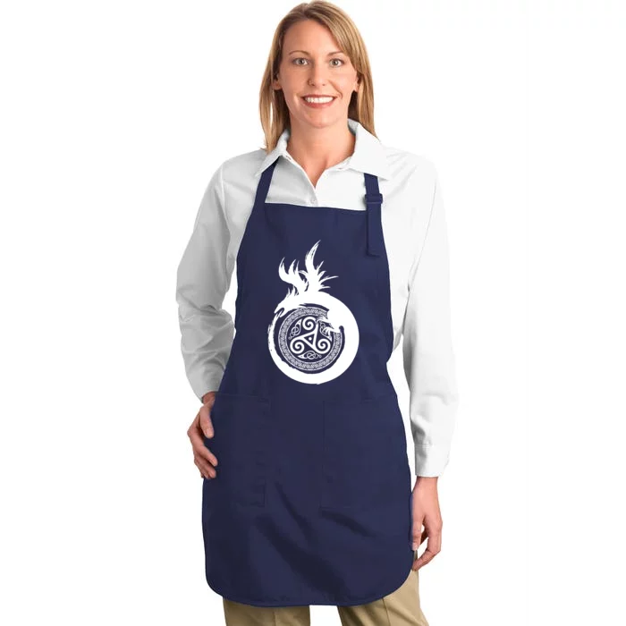 Viking Dragon Celtic Emblem Full-Length Apron With Pocket