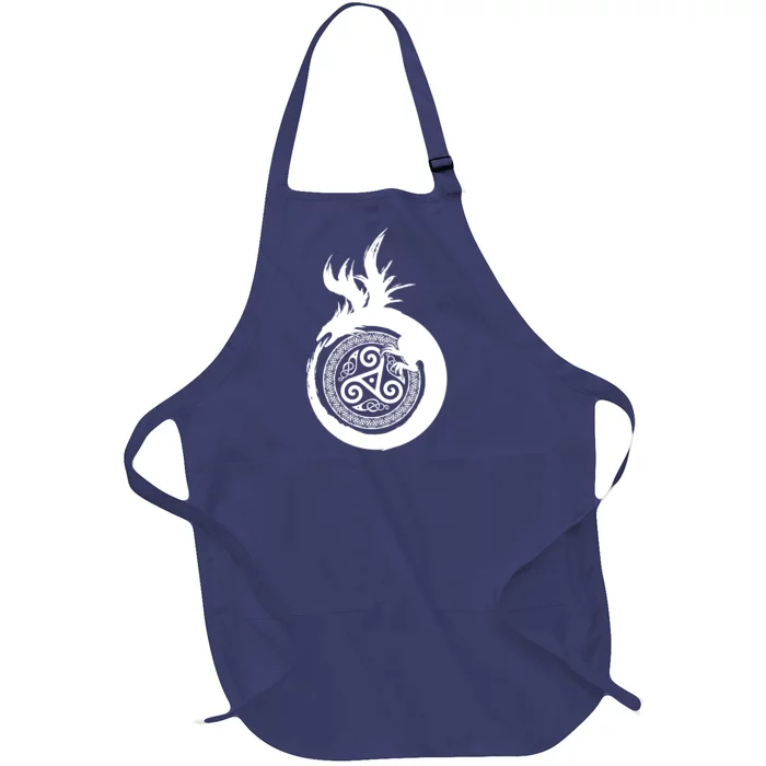 Viking Dragon Celtic Emblem Full-Length Apron With Pocket