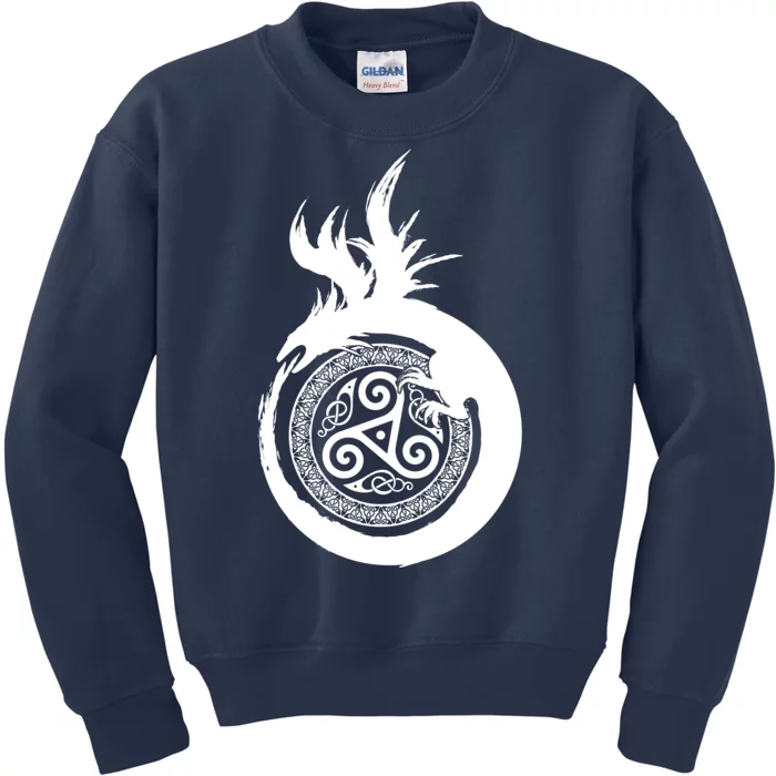 Viking Dragon Celtic Emblem Kids Sweatshirt