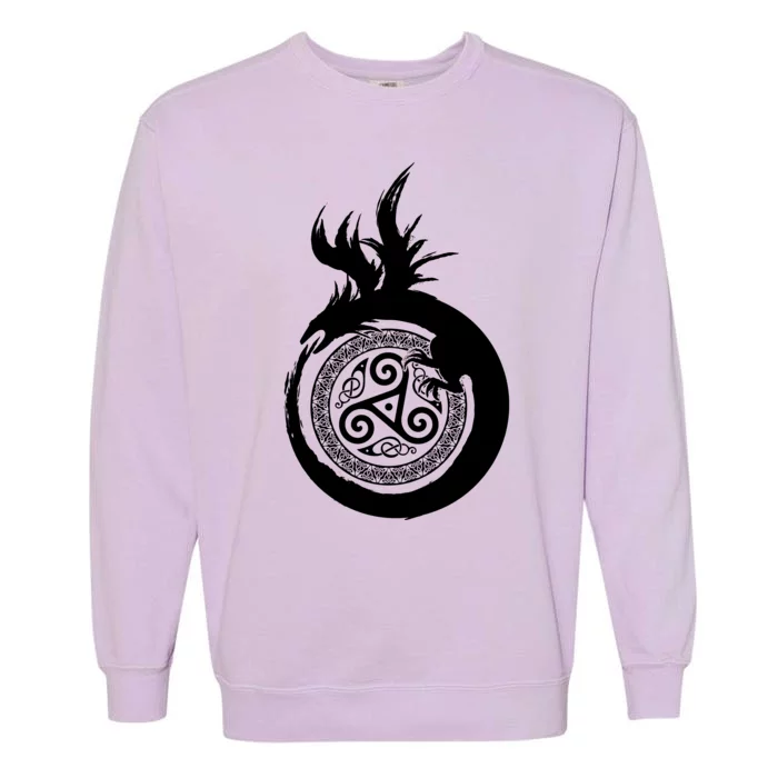 Viking Dragon Celtic Emblem Garment-Dyed Sweatshirt