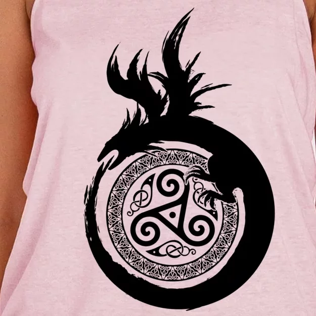 Viking Dragon Celtic Emblem Women's Knotted Racerback Tank