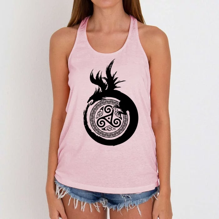 Viking Dragon Celtic Emblem Women's Knotted Racerback Tank