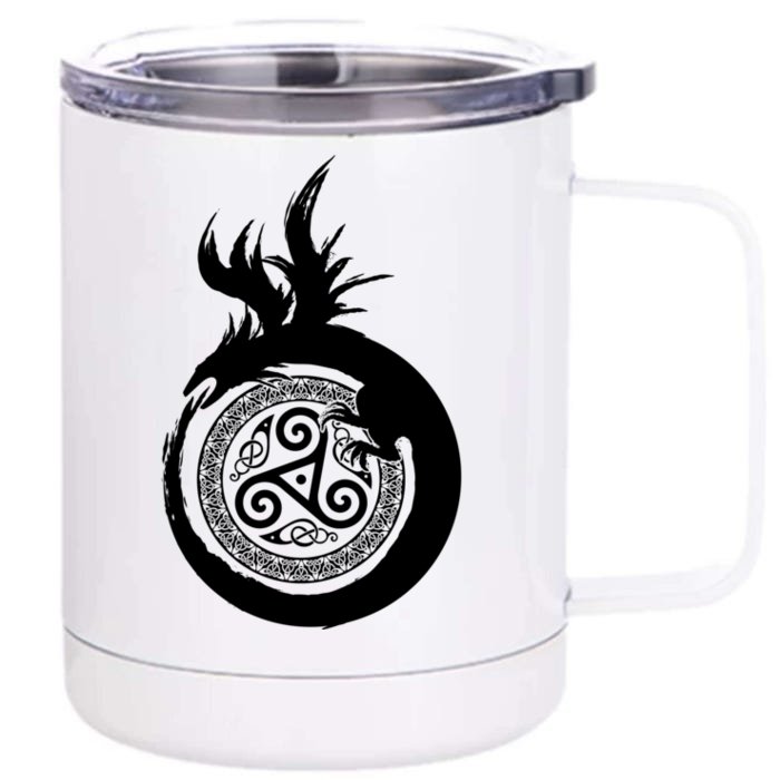 Viking Dragon Celtic Emblem Front & Back 12oz Stainless Steel Tumbler Cup