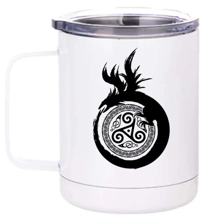 Viking Dragon Celtic Emblem Front & Back 12oz Stainless Steel Tumbler Cup