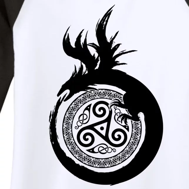 Viking Dragon Celtic Emblem Women's Tri-Blend 3/4-Sleeve Raglan Shirt