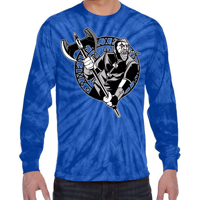 Viking Warrior Weapon Tie-Dye Long Sleeve Shirt