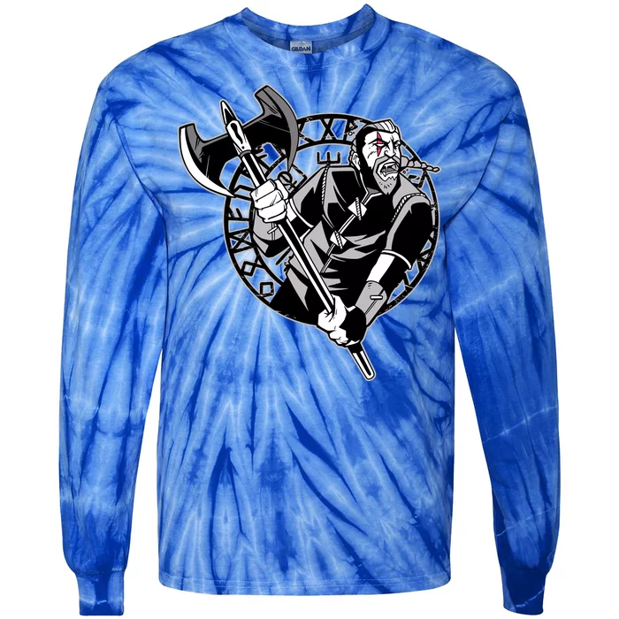 Viking Warrior Weapon Tie-Dye Long Sleeve Shirt