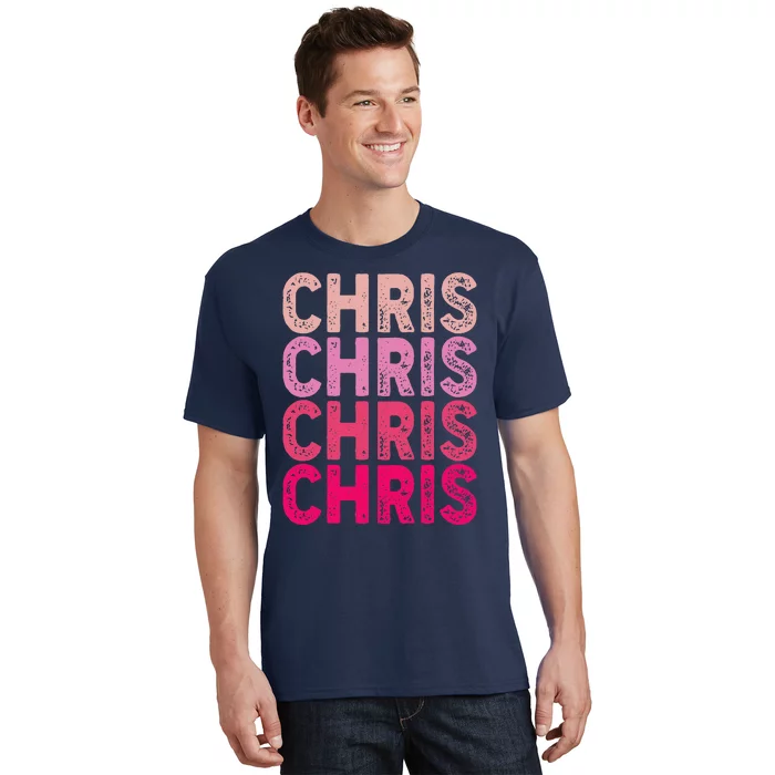 Vintage I Love Chris Retro Pattern T-Shirt