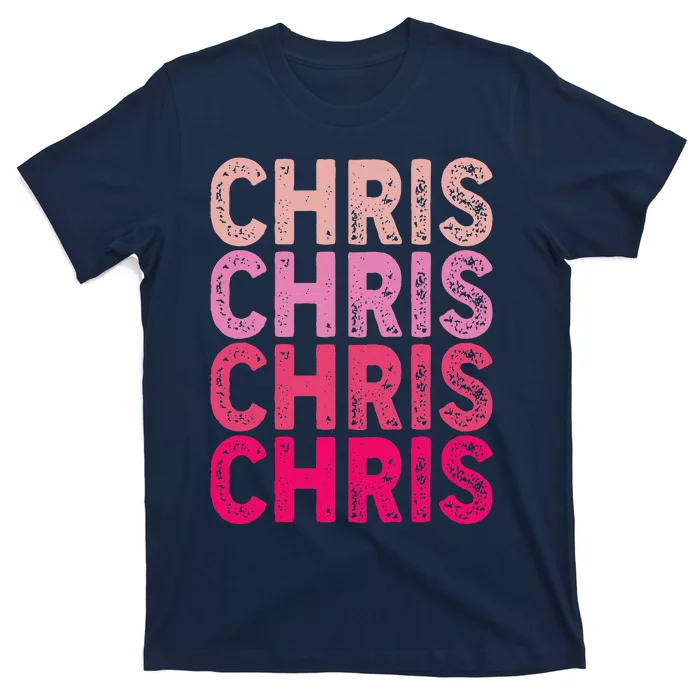 Vintage I Love Chris Retro Pattern T-Shirt