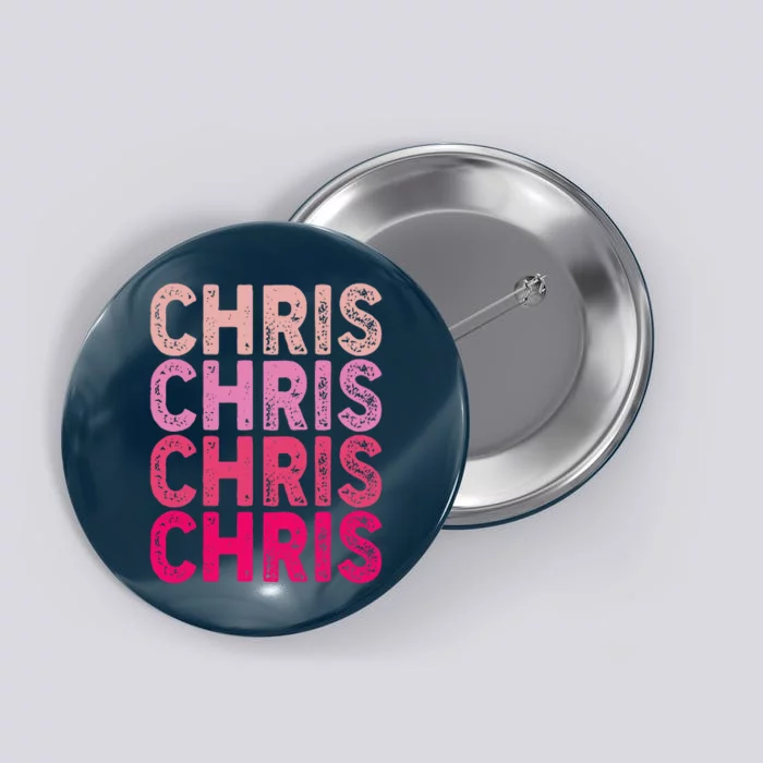 Vintage I Love Chris Retro Pattern Button