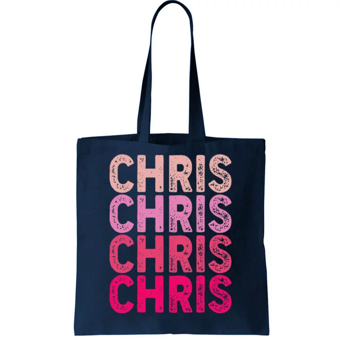 Vintage I Love Chris Retro Pattern Tote Bag