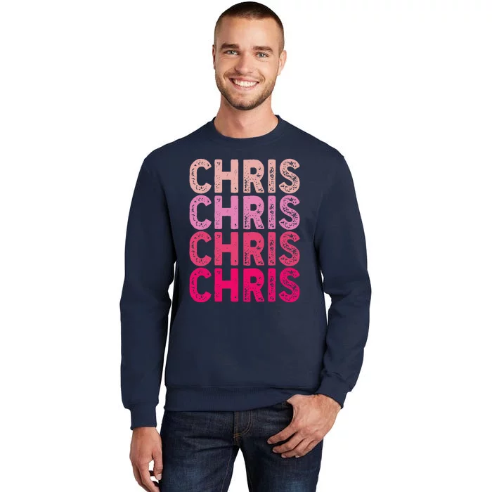 Vintage I Love Chris Retro Pattern Tall Sweatshirt