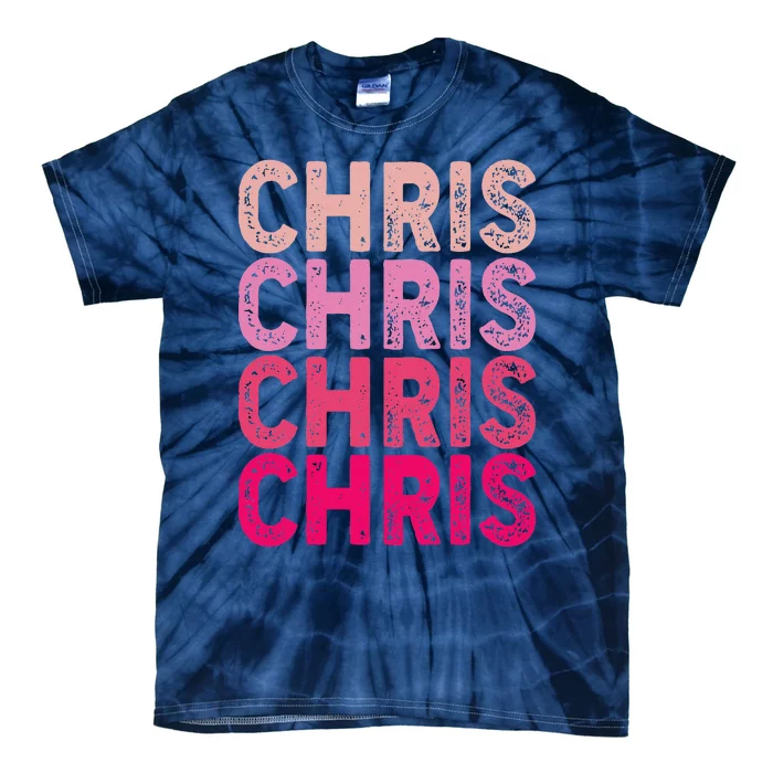 Vintage I Love Chris Retro Pattern Tie-Dye T-Shirt