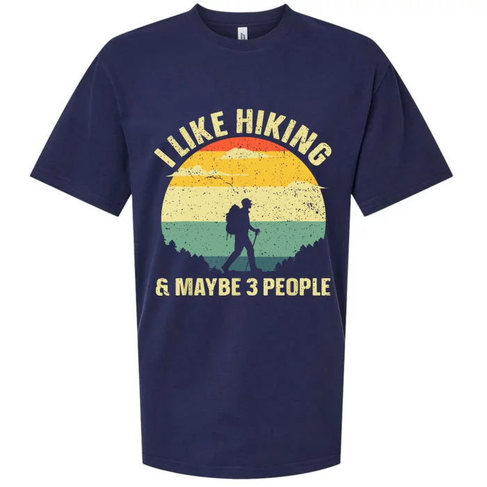 Vintage I Like Hiking & Maybe 3 People Outdoor Hike Mountain Hiking Gift Sueded Cloud Jersey T-Shirt