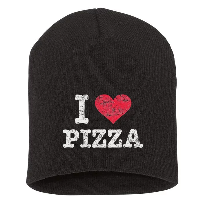 Vintage I Love Pizza Trendy pizza foodie Short Acrylic Beanie