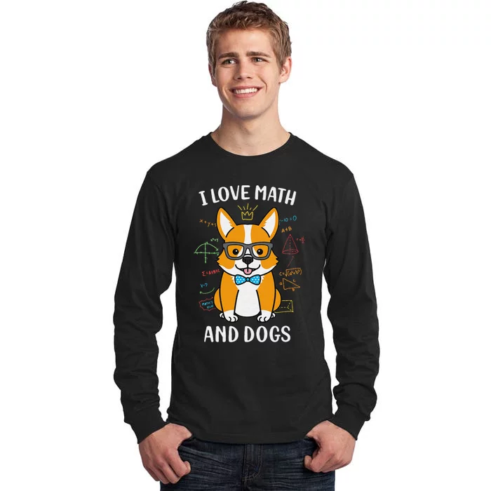 vinatge I Love Math And Dogs Funny Dog Lover Tall Long Sleeve T-Shirt