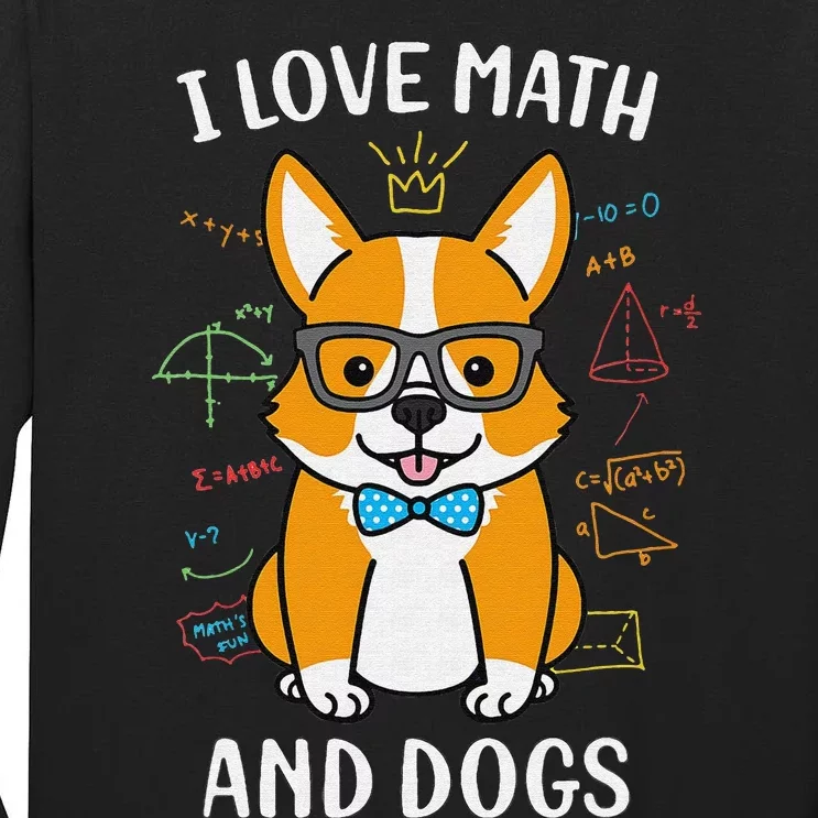 vinatge I Love Math And Dogs Funny Dog Lover Tall Long Sleeve T-Shirt