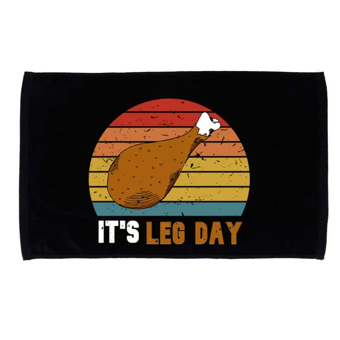 Vintage Its Leg Day Funny Workout Turkey Thanksgiving Great Gift Microfiber Hand Towel