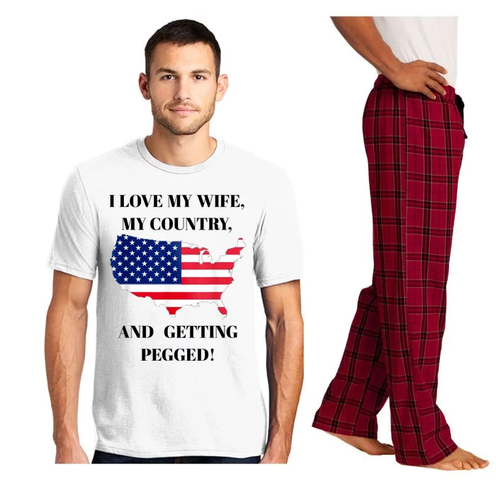 Vintage I Love My Wife My Country And Getting Pegged Pajama Set