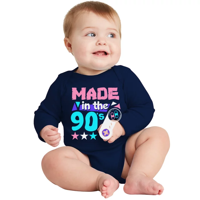 Vintage I Love The 90s Retro Gaming Made In The 90s Cute Gift Baby Long Sleeve Bodysuit