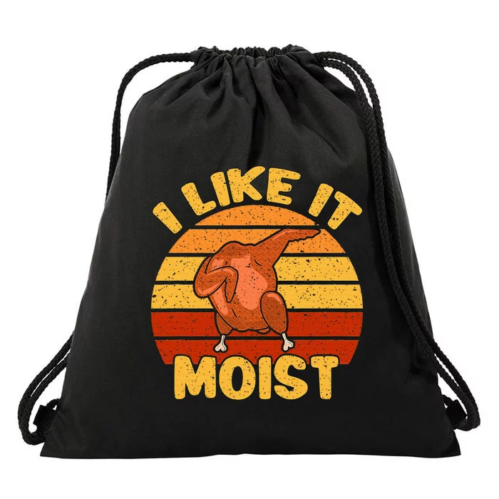 Vintage I Like It Moist Funny Thanksgiving Costume Turkey Drawstring Bag