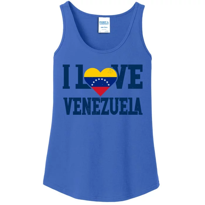 Vintage I Love Venezuela Proud Flag Sport Cute Gift Ladies Essential Tank