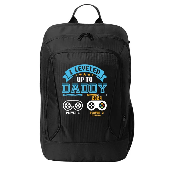 Vintage I Leveled Up To Daddy 2024 Funny Soon To Be Dad 2024 City Backpack