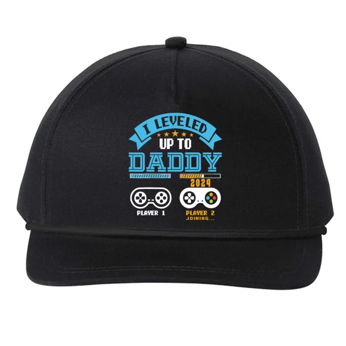 Vintage I Leveled Up To Daddy 2024 Funny Soon To Be Dad 2024 Snapback Five-Panel Rope Hat