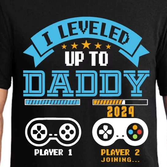 Vintage I Leveled Up To Daddy 2024 Funny Soon To Be Dad 2024 Pajama Set