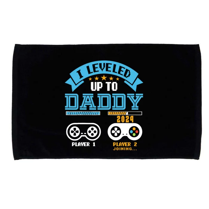 Vintage I Leveled Up To Daddy 2024 Funny Soon To Be Dad 2024 Microfiber Hand Towel