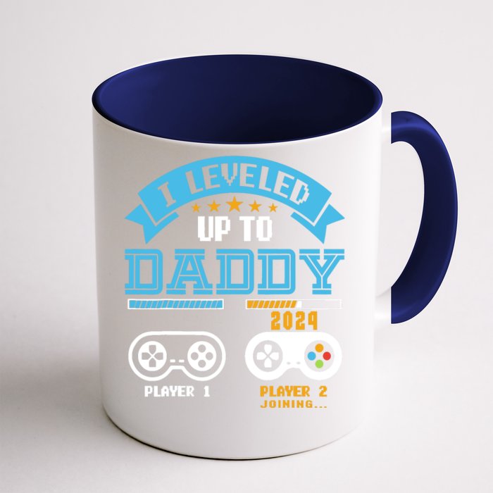 Vintage I Leveled Up To Daddy 2024 Funny Soon To Be Dad 2024 Front & Back Coffee Mug