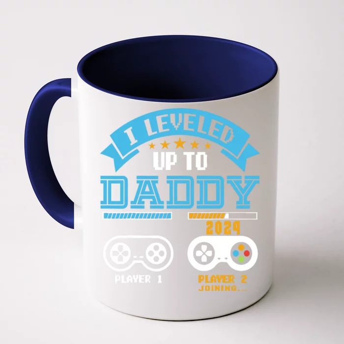 Vintage I Leveled Up To Daddy 2024 Funny Soon To Be Dad 2024 Front & Back Coffee Mug