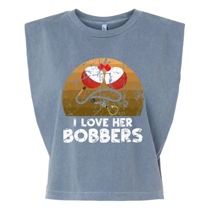 Vintage I Love Her Bobbers Funny Fishing Couple Garment-Dyed Women's Muscle Tee