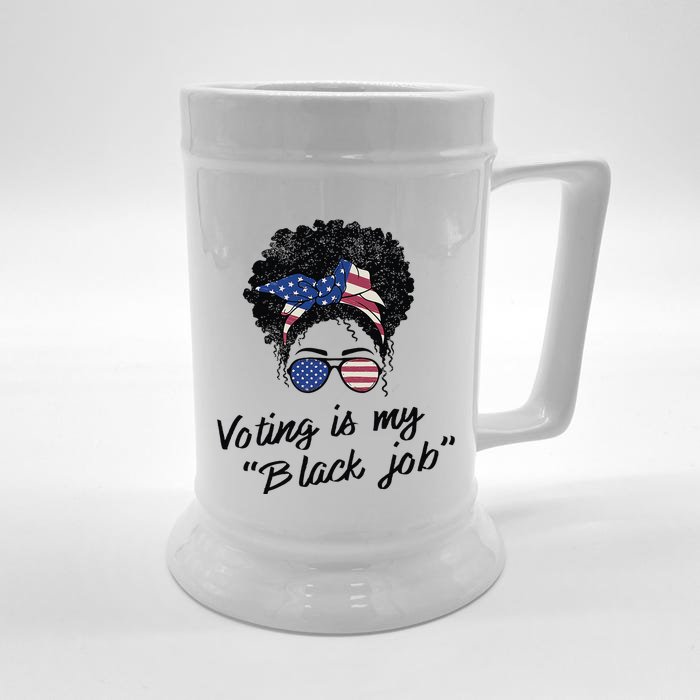 Voting Is My Black Job Women Retro Messy Bun Front & Back Beer Stein