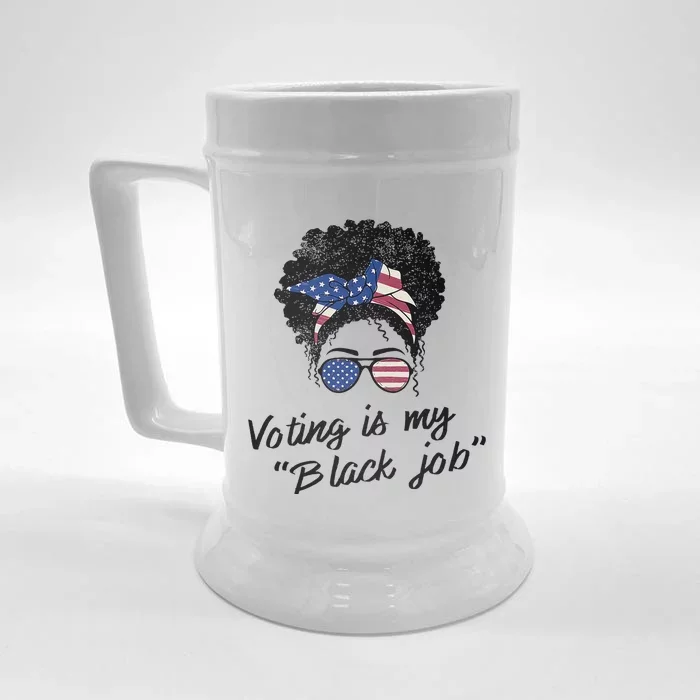 Voting Is My Black Job Women Retro Messy Bun Front & Back Beer Stein