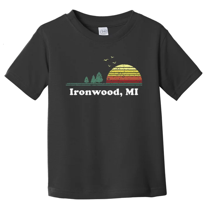 Vintage Ironwood Michigan Home Souvenir Print Toddler T-Shirt